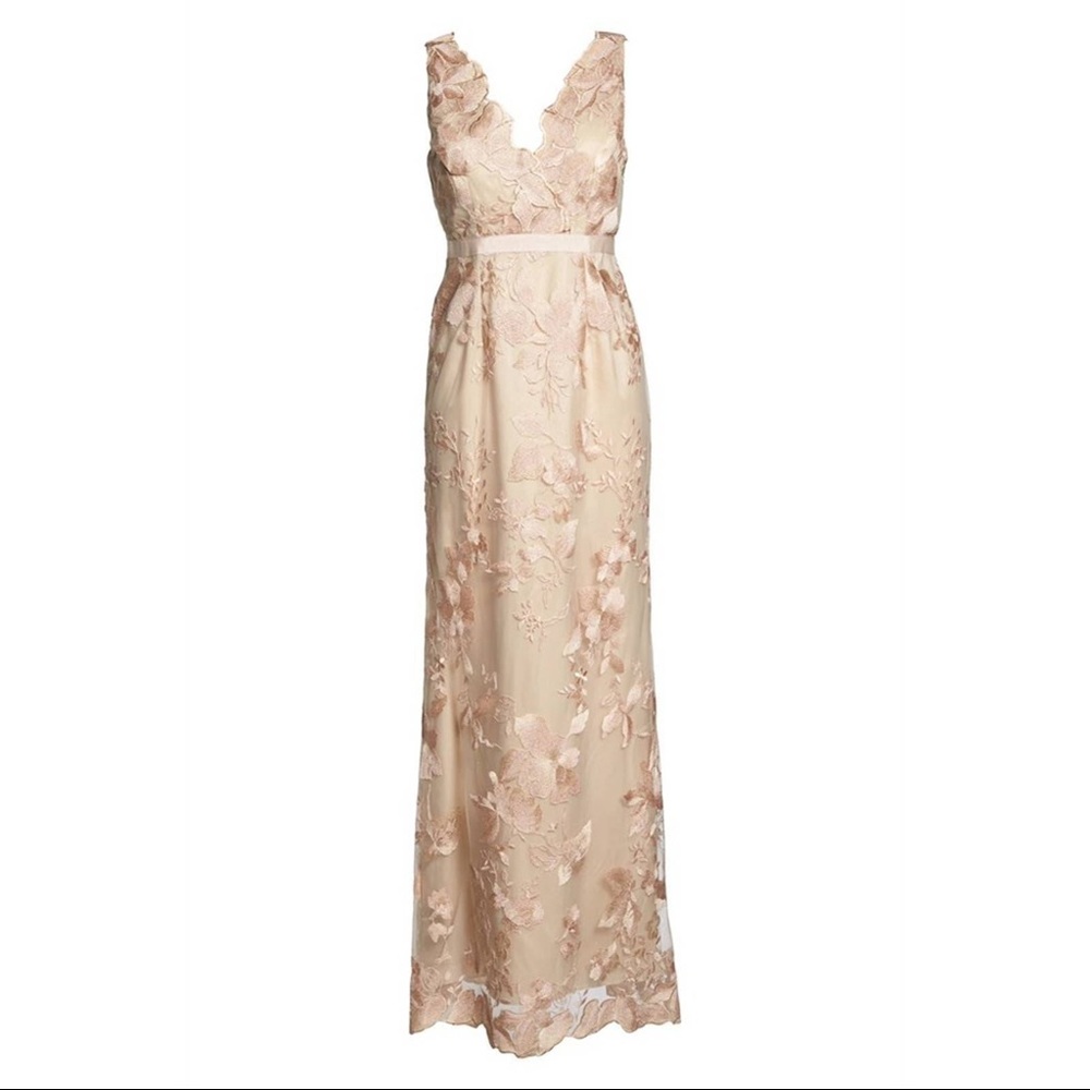 ADRIANNA PAPELL Blush Gold Lace dress